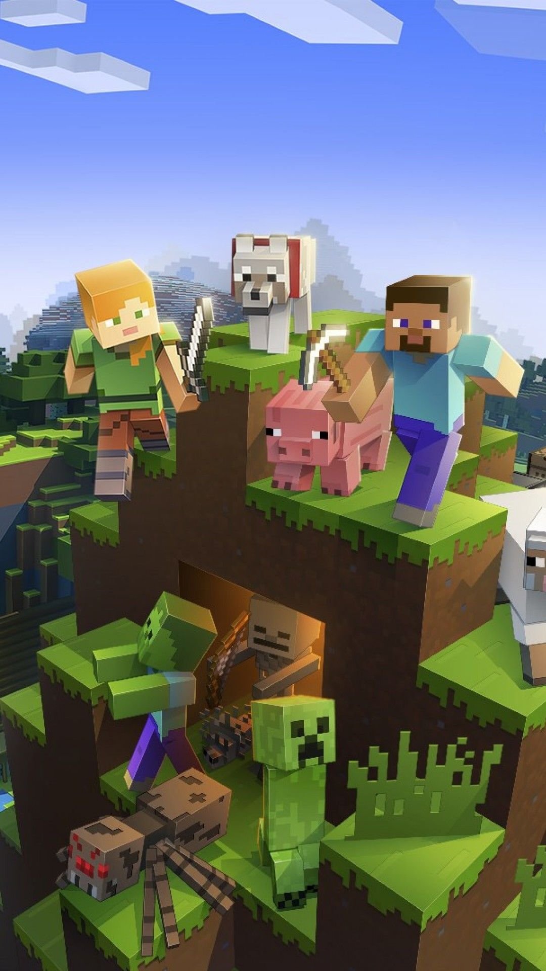 Download Minecraft Dungeons Main Heroes Poster Wallpaper  Wallpaperscom