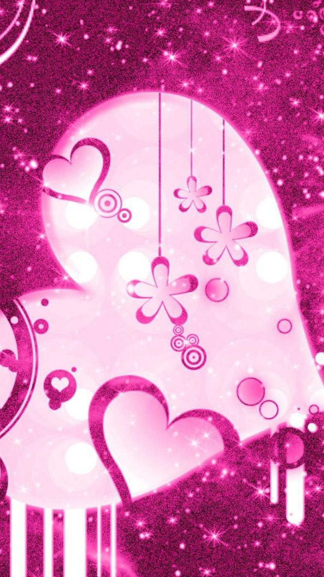 glitter pink heart wallpaper
