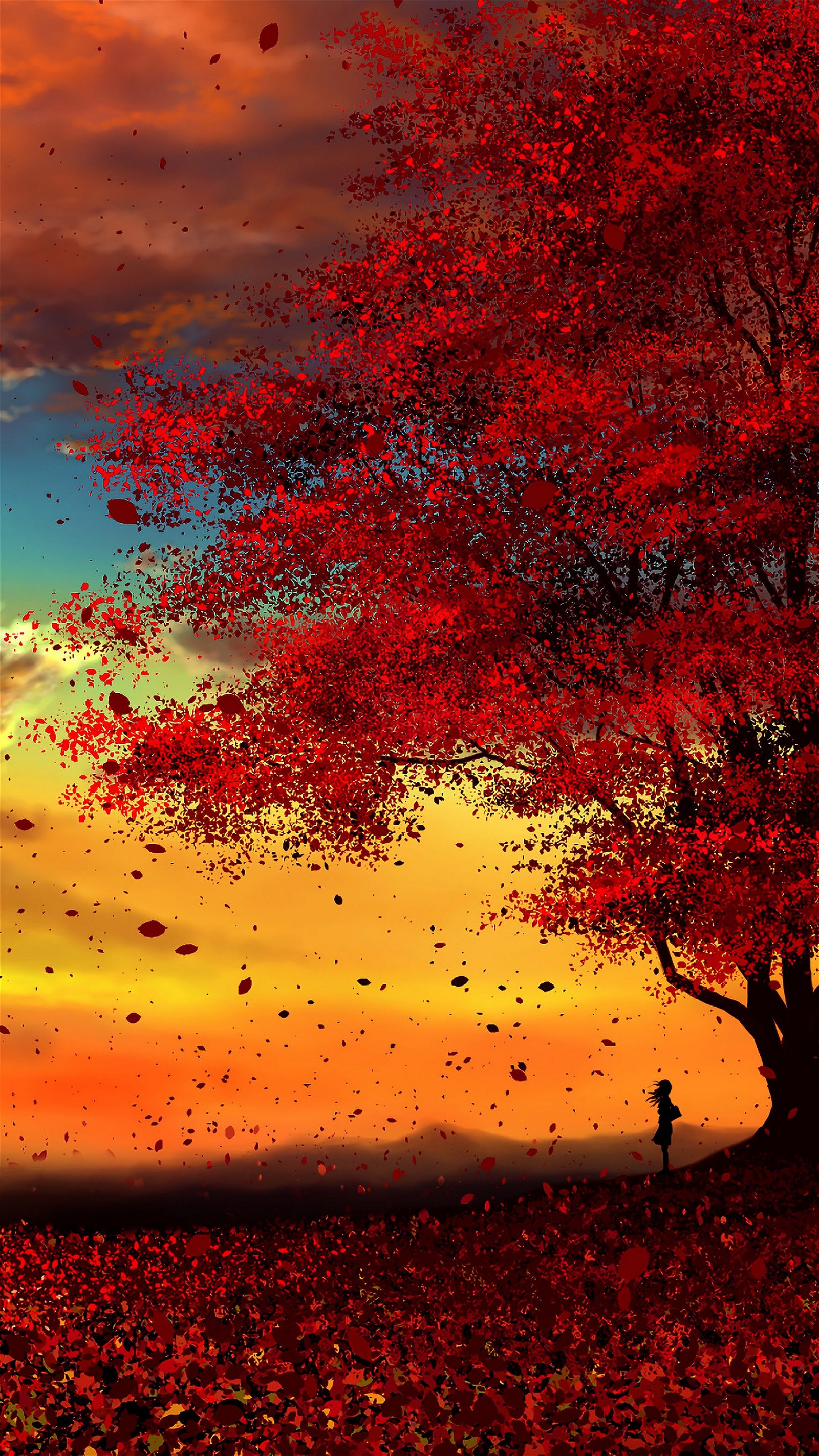 Download Anime Park Autumn Walk Background  Wallpaperscom