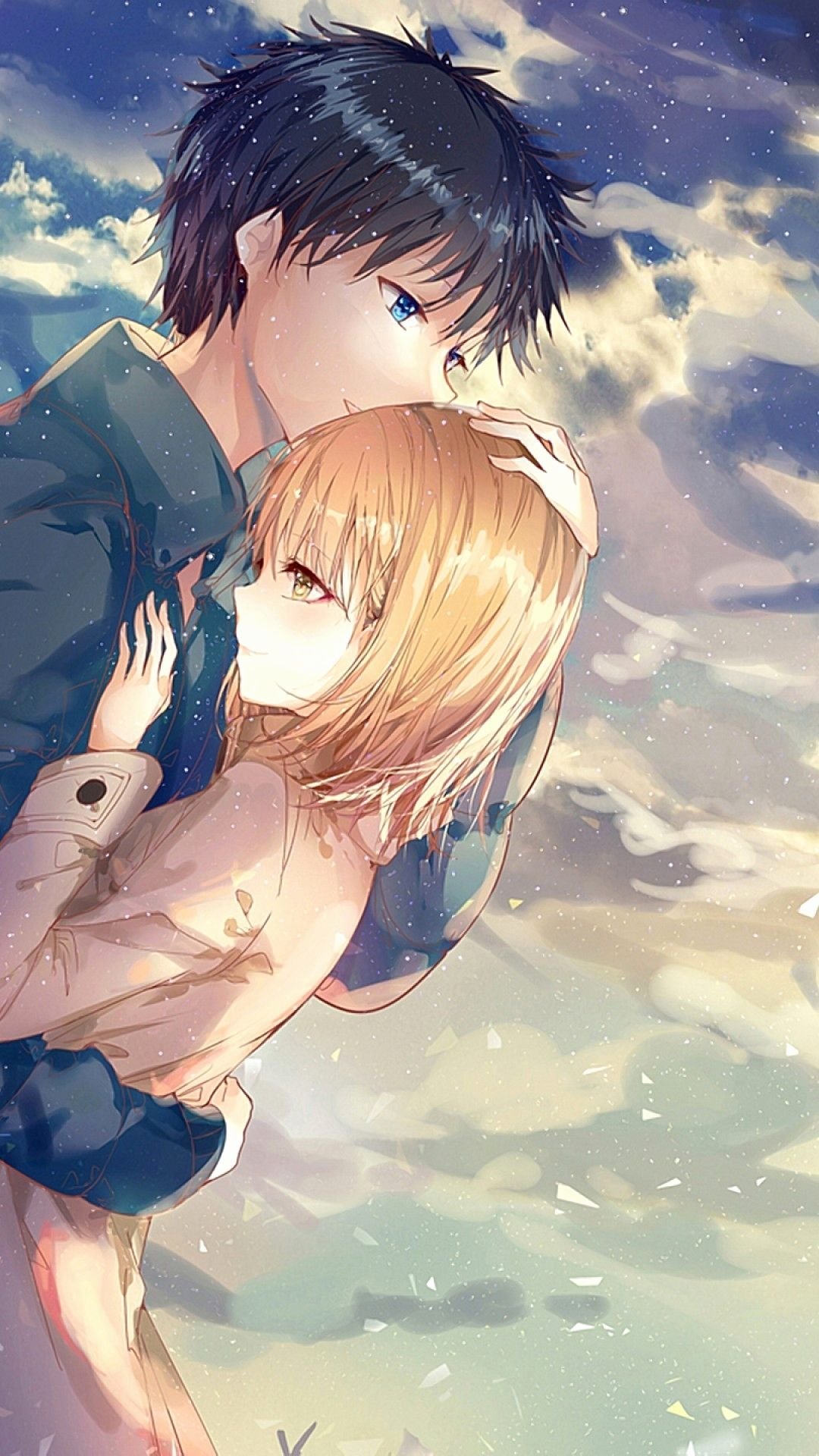Anime couple sad hug HD wallpapers | Pxfuel