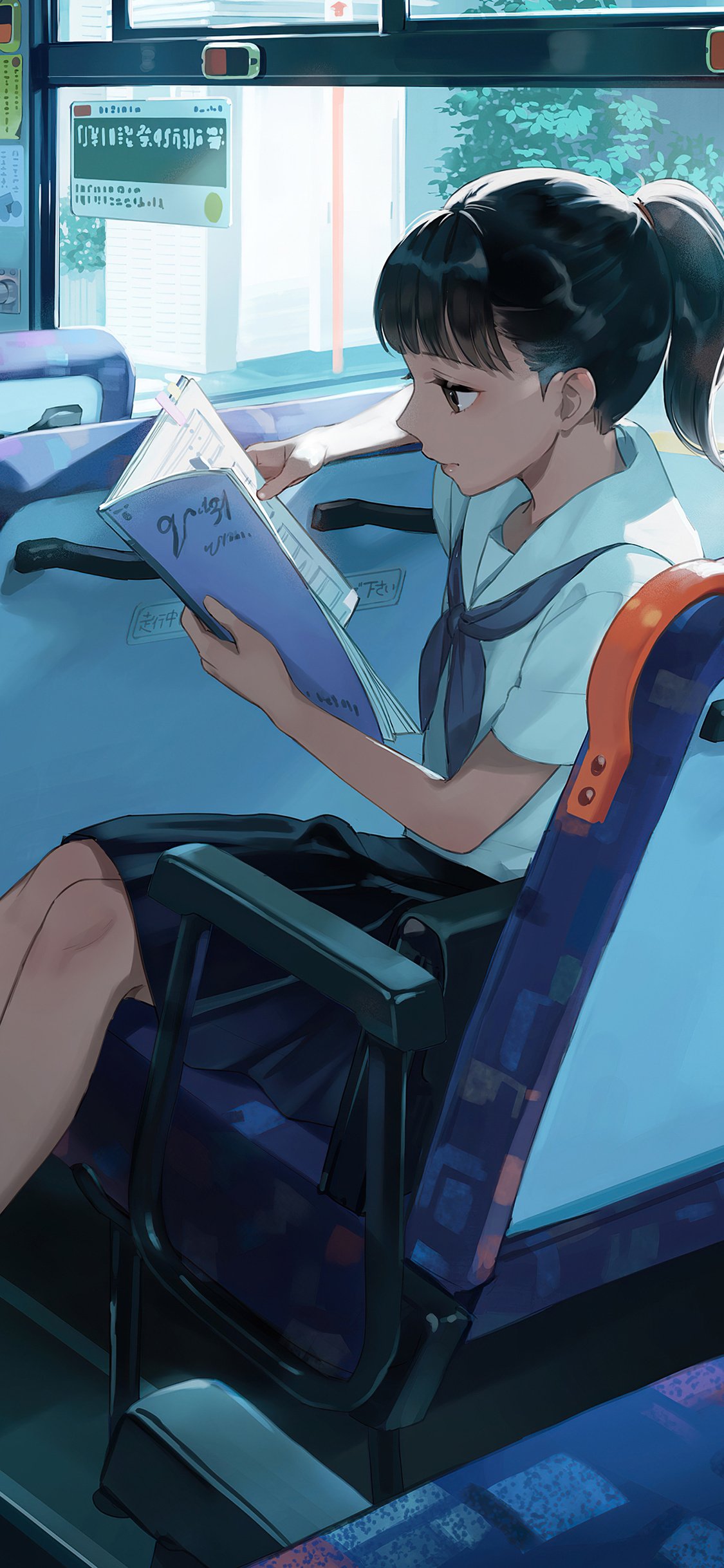 Premium AI Image | anime girl reading a book with a cat ears and stars  generative ai