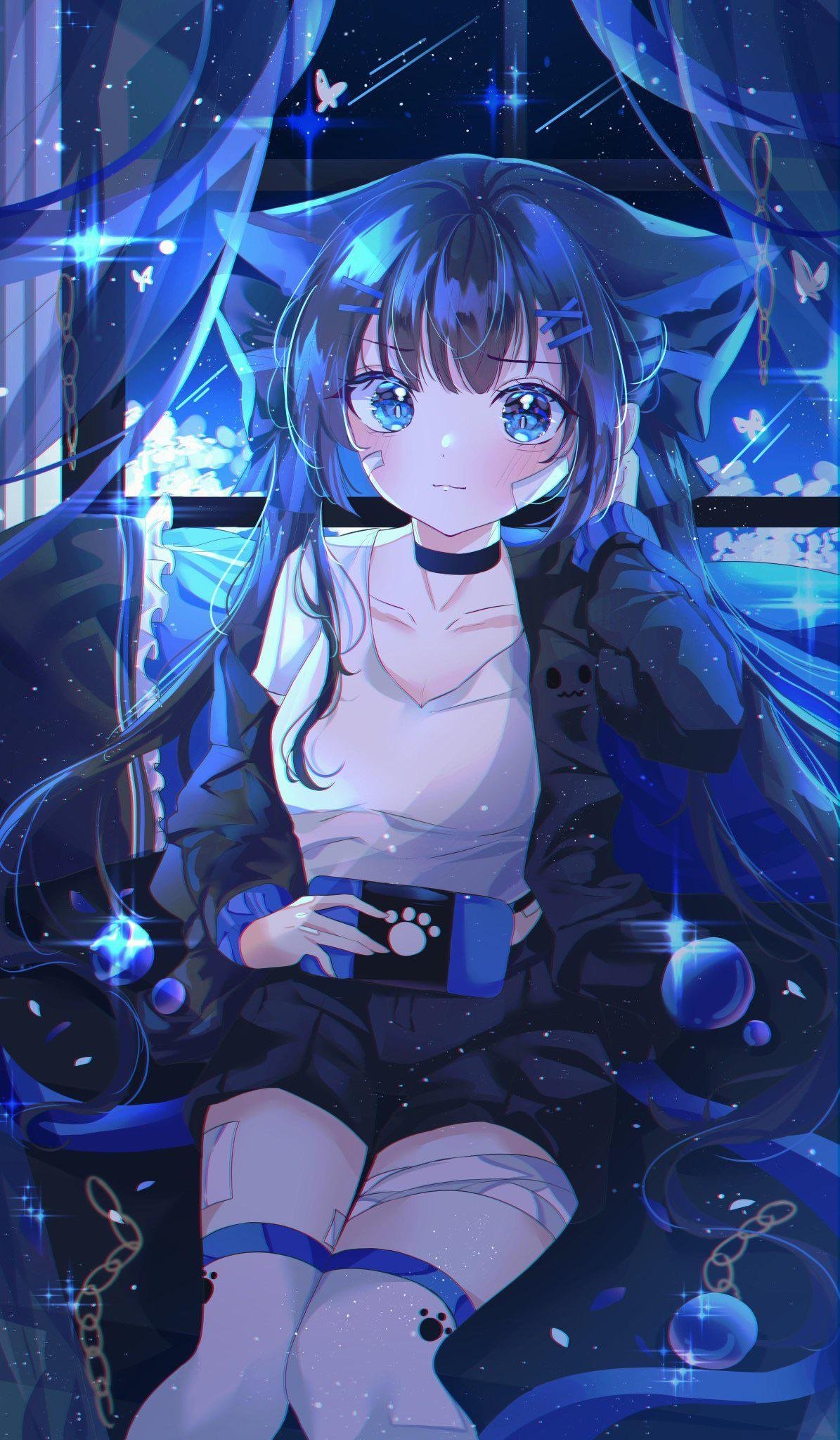 Anime, Girl, Blue Eyes, Blue Hair, Long Hair, Umbrella, HD wallpaper |  Peakpx