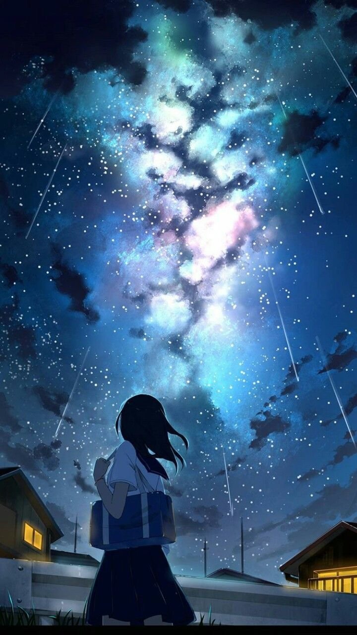 394704 wallpaper night scenery starry sky anime art 4k hd  Rare  Gallery HD Wallpapers