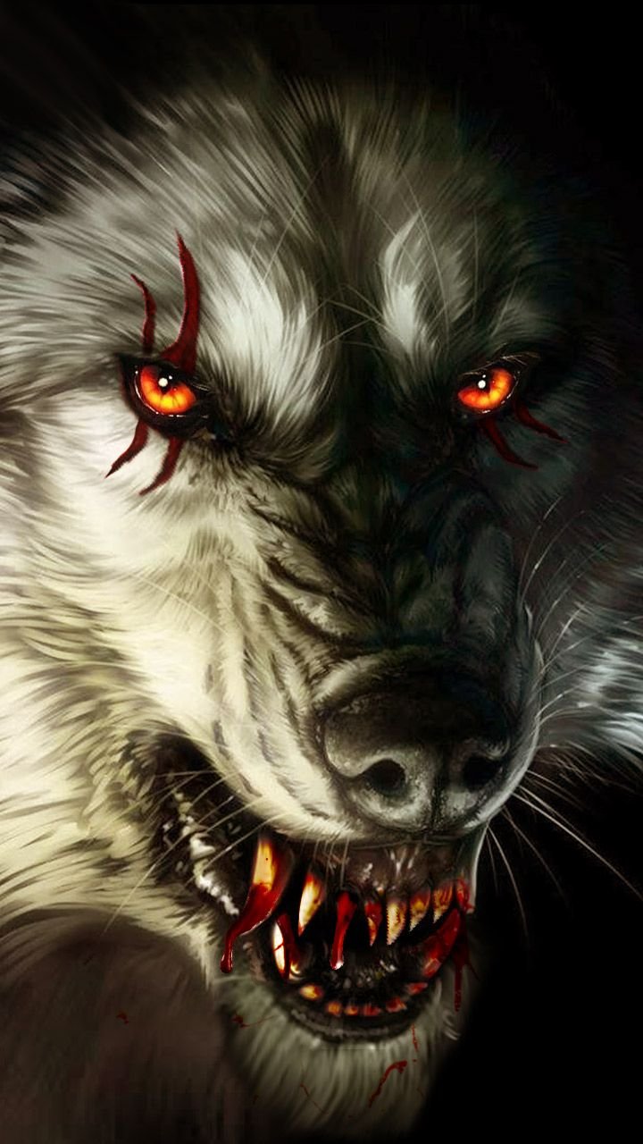 Scary Grey Wolf Wallpaper Download | MobCup